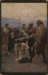 Kneeling Man in Chains Near Men Holding Sword Religious Postcard Postcard