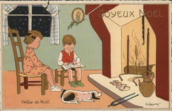 Joyeux Noel Veillee de Noel Children Postcard Postcard