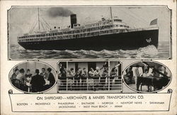 On Shipboard - Merchants & Miners Transportation Co. Steamers Postcard Postcard