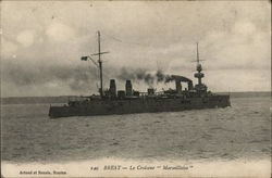 Brest - Le Croiseur "Marseillaise" Navy Postcard Postcard