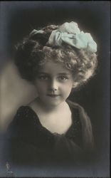 Photo of Elegantly Dressed Young Girl with Bow Children Postcard Postcard