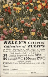 Kelly's Colorful Collection of Tulips Order Form Dansville, NY Advertising Postcard Postcard