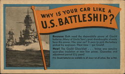 Why is your Car Like a US Battleship? Advertising Postcard Postcard