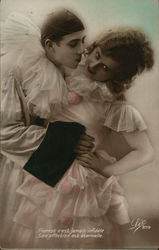 French Couple in Peirrot Costumes Kissing Couples Postcard Postcard