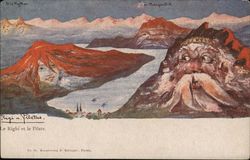 Mountains Depicted as People Fantasy Postcard Postcard