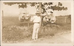 Man Carrying Hats Puerto Rico Postcard Postcard Postcard