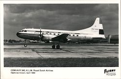 Convair 340, K.L.M. Royal Dutch Airlines, Heathrow Airport 1954 Postcard