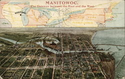 Map of Manitowoc Postcard