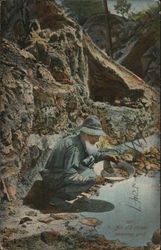 An Old Miner Panning Gold Mining Postcard Postcard Postcard