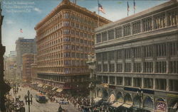 Market St. looking west, Phelan Bldg. in center. Postcard