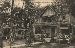 Two-Story Cottages and Trees Postcard