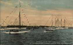 Annual Cruise, New York Yacht Club, at Anchor in New London Harbor Connecticut Postcard Postcard Postcard