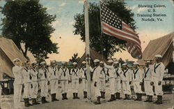 Blowing Colors, US Training Station Norfolk, VA Postcard Postcard Postcard