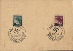 Swastika Cancellation - First Anniversary of the Fuhrer's Visit Postcard