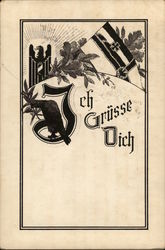 Ich gruesse Dich (I greet you) Iron Cross Nazi Germany Postcard Postcard