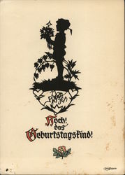 Hoch! das Geburtstagskind! (Hail the birthday child!) Germany Silhouettes Postcard Postcard Postcard