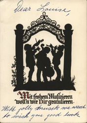 Mit Frohem Musizieren Woll'n Wir Dir Gratulieren Silhouettes Postcard Postcard Postcard