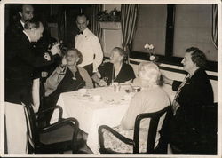 Elderly Dining on a Ship with Captain Toasting Interiors Postcard Postcard Postcard