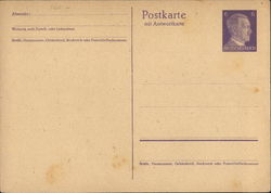 Blank Postal Card with Hitler Stamp Postal Cards Postcard Postcard Postcard