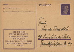 Nazi Postal Card Let Us Follow Hitler's Example Germany Nazi Germany Postcard Postcard Postcard