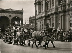 Traditional Horse-Drawn Beer Wagon Postcard