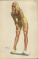 Blonde woman in yellow bikini Swimsuits & Pinup Postcard Postcard Postcard