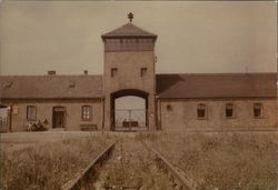 View of the Birkenau Gate House from Outside Postcard