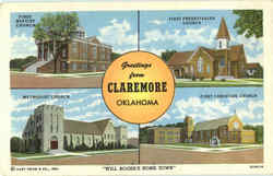 Greetings From Claremore Oklahoma Postcard Postcard