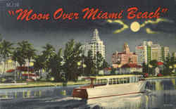 Moon Over Miami Beach Florida Postcard Postcard