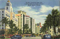 Luxurious Hotel Row Looking South On Collins Avenue Miami Beach Postcard