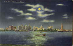 Moon Over Miami Beach Florida Postcard Postcard