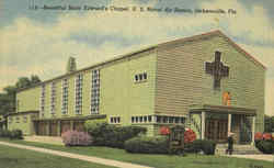 Beautiful Saint Edward's Chapel, U. S. Naval Air Station Postcard