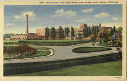 Washington Park High School From Valley Drive Racine, WI Postcard Postcard