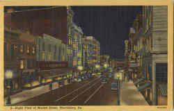 Night View Of Market Street Postcard