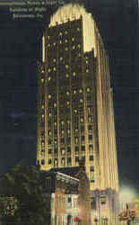 Pennsylvania Power & Light Co., Building At Night Allentown, PA Postcard Postcard