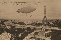 Le Dirigeable Militaire, Eiffel Tower Paris, France Postcard Postcard