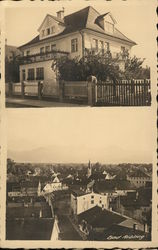 View of a Home and Panoramic View of the City Postcard