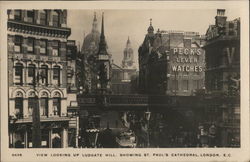 Looking Up Ludgate Hill showing St. Paul's Cathedral London, England Postcard Postcard