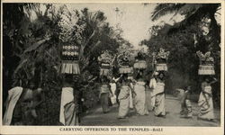 Carrying offerings to the temples - Bali Postcard