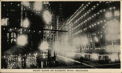 Night Scene on Nanking Road Shanghai, China Postcard Postcard