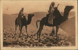 Meharists traverse the dunes Algeria Africa Postcard Postcard