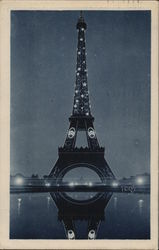 Eiffel Tower at Night Paris, France Postcard Postcard