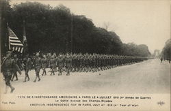 American Independence day in Paris July 4th 1918 (4th Year of war) France Postcard Postcard