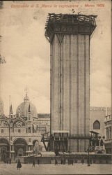 Construction of St Mark's Campanile Postcard