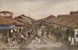 Street Scene in Pettah, Colombo Ceylon Postcard