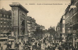 Porte et Boulevard Saint-Denis Paris, France Postcard Postcard