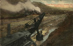 Steam Shovels at work in Culebra cut, Panama Canal Postcard