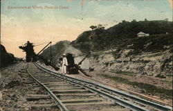 Excavators at Work, Panama Canal Postcard