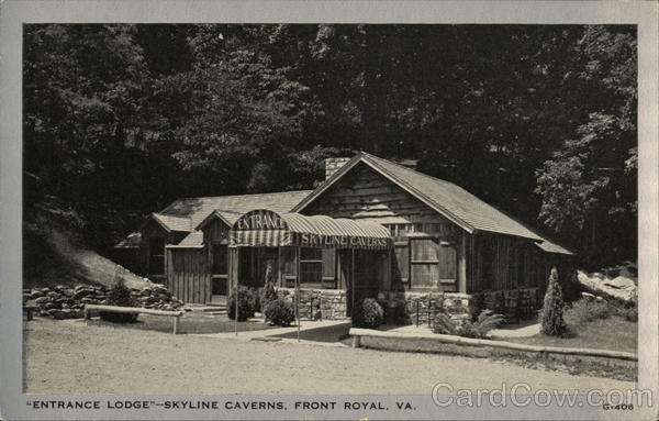 Entrance Lodge, Skyline Caverns Front Royal, Va Postcard