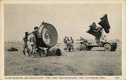 Plane Detector and Searchlight, First Army War Maneuver, 1939, Plattsburg Area Postcard